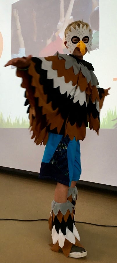 Student in eagle mascot