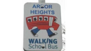 walking school bus street sign